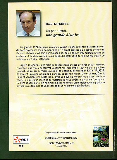 Quatrième de couverture du livret