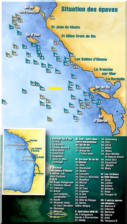 Les épaves de Vendée et de Charente Maritime