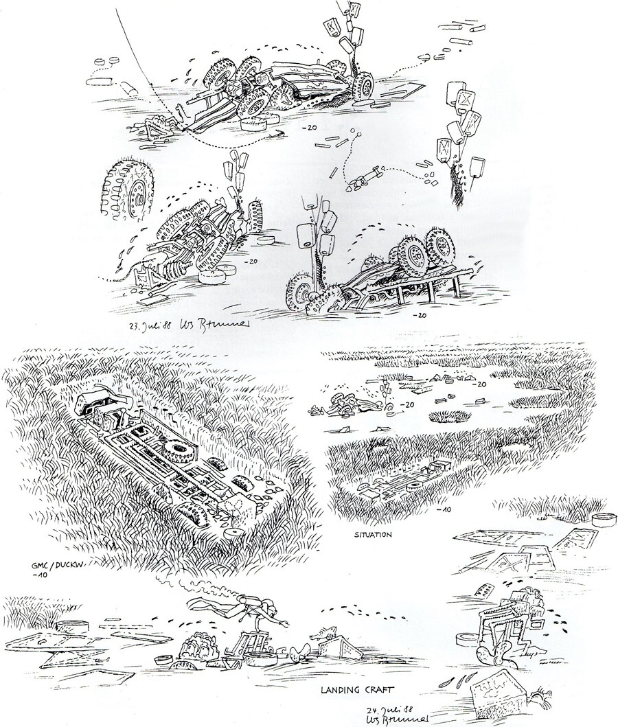 Dessin de situation de l'ensemble par Urs Brunner - Juillet 1988