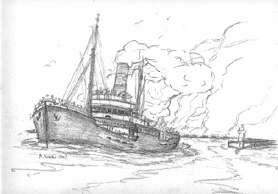 Le Niobé quitte le port....