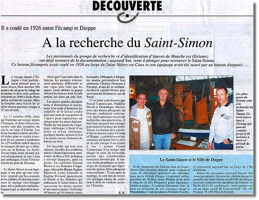 Les Dieppois fiers d'avoir sauvé l'équipage du St Simon